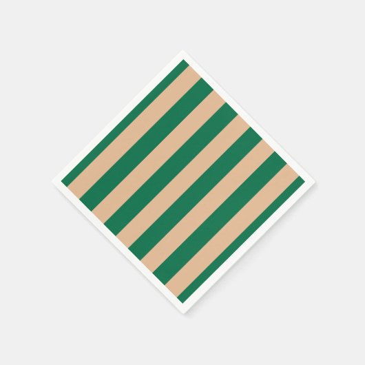 Camel Beige & Classic Green Stripe Serviette (Ecke)