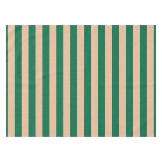 Camel Beige & Classic Green Stripe Tischdecke (Vorderseite (Horizontal))