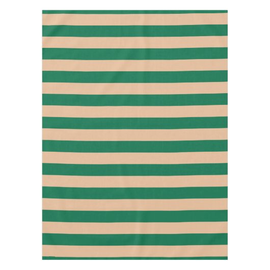 Camel Beige & Classic Green Stripe Tischdecke (Vorderseite)