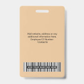Camel Beige Mitarbeitername Firmenlogo Ausweis (Rückseite)