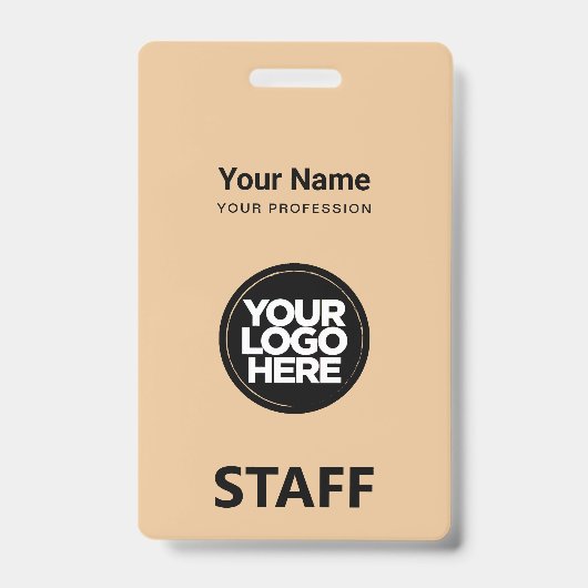 Camel Beige Mitarbeitername Firmenlogo Ausweis (Vorderseite)