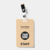 Camel Beige Mitarbeitername Firmenlogo Ausweis (Vorderseite mit Clip)
