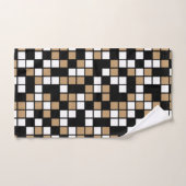 Camel Brown, Black, White Random Mosaic Squares Badhandtuch Set (Handtuch)