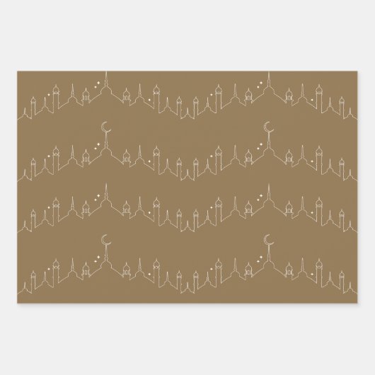 Camel Brown Eid Mubarak Masjid Muster Design Geschenkpapier Set (Vorderseite 3)