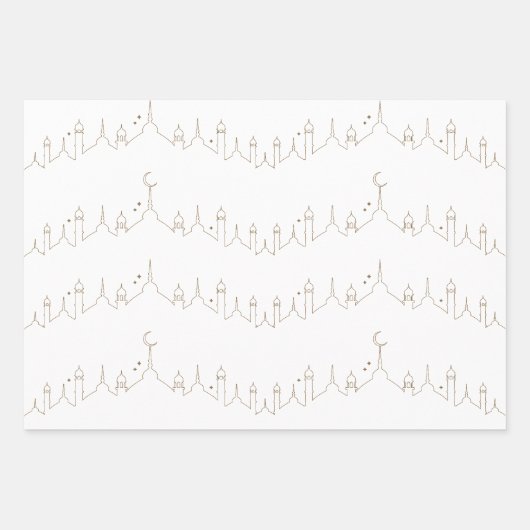 Camel Brown Eid Mubarak Masjid Muster Design Geschenkpapier Set (Vorderseite 2)