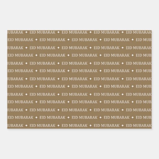 Camel Brown Eid Mubarak Masjid Muster Design Geschenkpapier Set (Vorderseite)