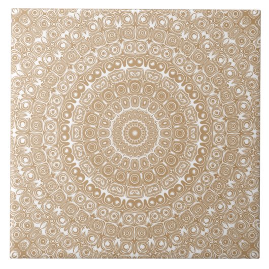 Camel Brown Mandala Muster Design Fliese (Vorderseite)