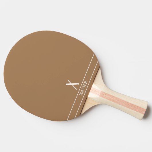 Camel Brown Mit Monogramm Ping Pong Paddle Tischtennis Schläger (Seitenansicht)