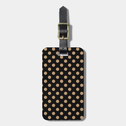 Camel Brown Polka Dots auf schwarz Gepäckanhänger (Vorderseite vertikal)