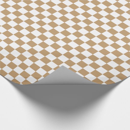 Camel Brown/White Checkered Geschenkpapier (Ecke)