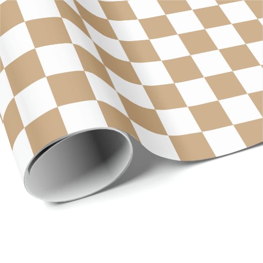 Camel Brown/White Checkered Geschenkpapier (Rolleneckpunkt)