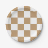 Camel Brown/White Checkered Pappteller (Vorderseite)