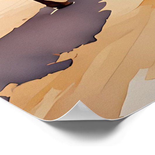 Camel Caravan in der Wüste, Boho Reiselandschaft Poster (Ecke)