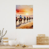Camel Caravan in der Wüste, Boho Reiselandschaft Poster (Küche)