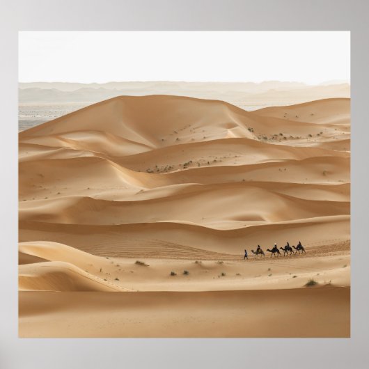 Camel Caravan, Sahara Sonnenuntergang, Marokko Poster (Vorne)