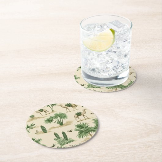 "Camel Caravan Untersetzer" Runder Pappuntersetzer (Vor Ort)