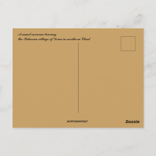 Camel Caravan Verlasst das Dorf Demi im Tschad Postkarte (Rückseite)