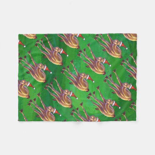 Camel Christmas auf Green Fleecedecke (Vorderseite (Horizontal))