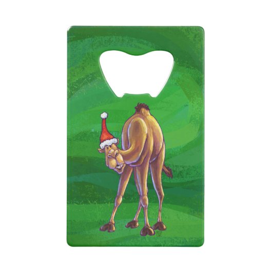 Camel Christmas auf Green Geldkarten Flaschenöffner (Vorderseite)