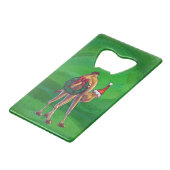 Camel Christmas auf Green Geldkarten Flaschenöffner (Rückseite Schrägansicht)