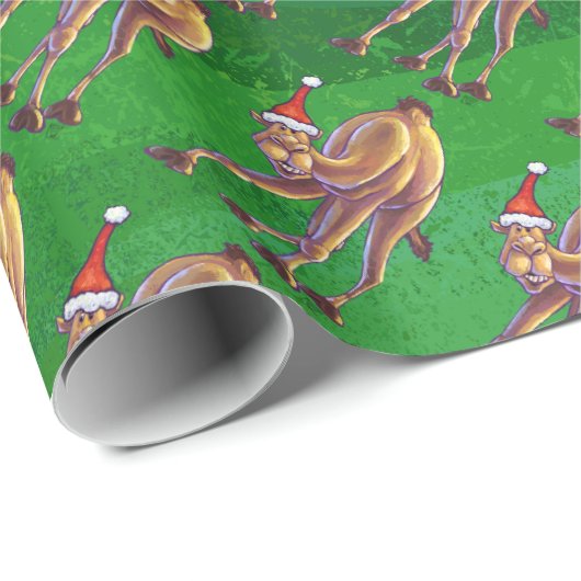 Camel Christmas auf Green Geschenkpapier (Rolleneckpunkt)