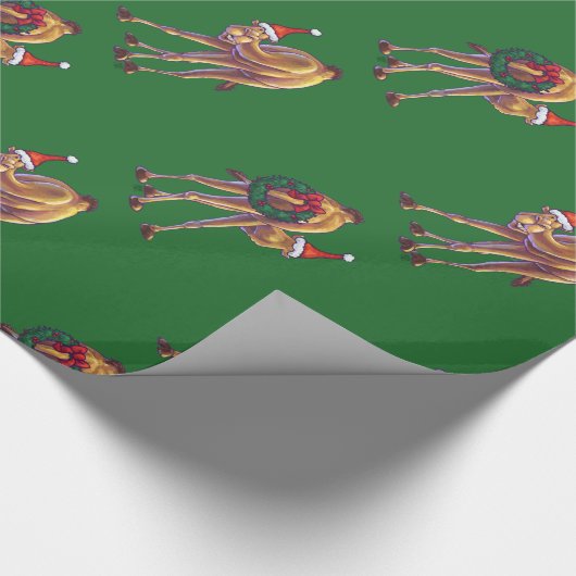 Camel Christmas auf Green Geschenkpapier (Ecke)