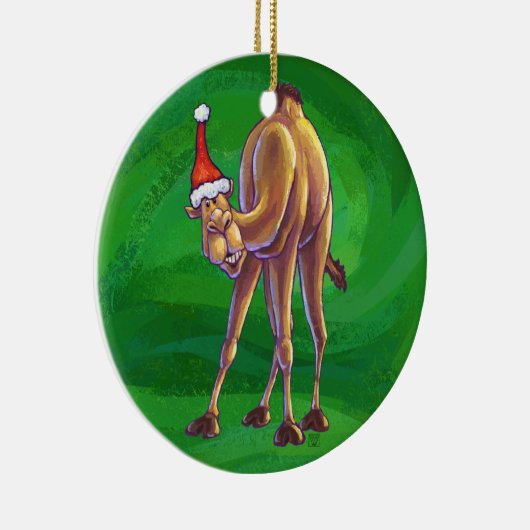 Camel Christmas auf Green Keramik Ornament (Rechts)