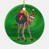 Camel Christmas auf Green Keramik Ornament (Hinten)