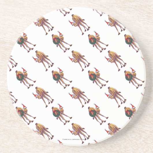 Camel Christmas Sandstein Untersetzer (Vorne)