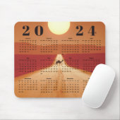 Camel Crossing Desert in Sunset 2024 Year Calendar Mousepad (Mit Mouse)