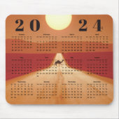 Camel Crossing Desert in Sunset 2024 Year Calendar Mousepad (Vorne)