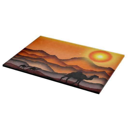 Camel Cutting Board mit Deser Sunset Schneidebrett (Ecke)