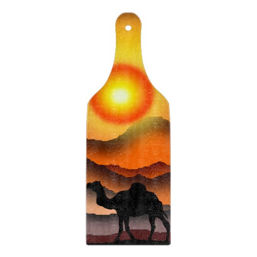 Camel Cutting Board Wüste Sunset Schneidebrett (Vorderseite)