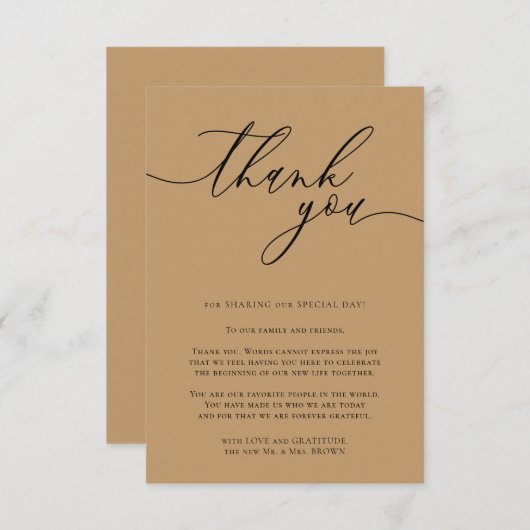 Camel Desert Fallow kalligraphic Foto Vielen Dank Begleitkarte (Vorne/Hinten)