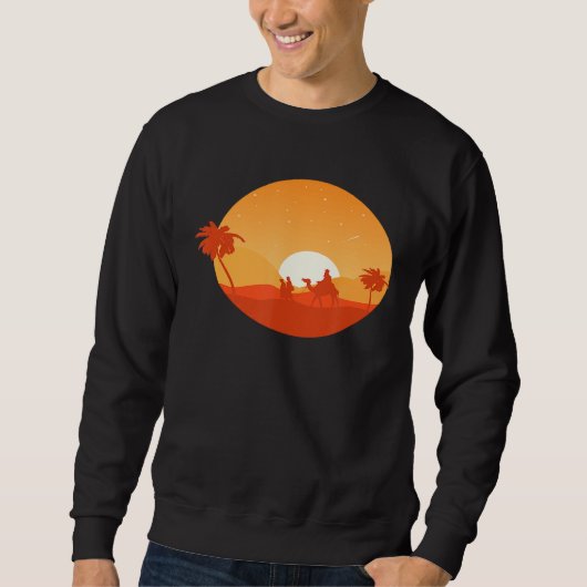Camel Desert Sunset Oasis Marokko Sweatshirt (Vorderseite)