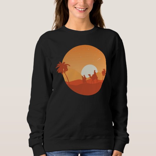 Camel Desert Sunset  Oasis Morocco Sweatshirt (Vorderseite)