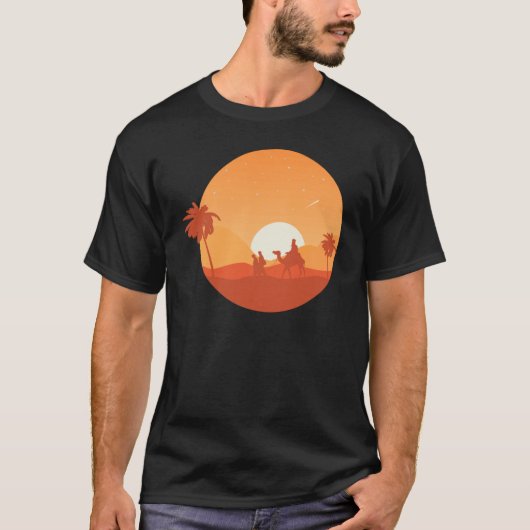 Camel Desert Sunset  Oasis Morocco T-Shirt (Vorderseite)