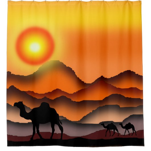 Camel Duschvorhang Wüste Sonnenuntergang (Vorderseite)