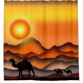 Camel Duschvorhang Wüste Sonnenuntergang