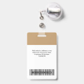 Camel Employee Foto, Bar Code, Logo, Name Abzeiche Ausweis (Rückseite mit Ausziehbar)