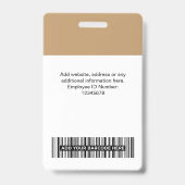 Camel Employee Photo, Bar Code, Logo, Name Badge Ausweis (Rückseite)