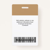 Camel Employee Photo, Bar Code, Logo, Name Badge Ausweis (Rückseite)