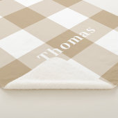 Camel Gingham Pattern Monogram Name Sherpadecke (3/4)