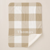 Camel Gingham Pattern Monogram Name Sherpadecke (Vorderseite)