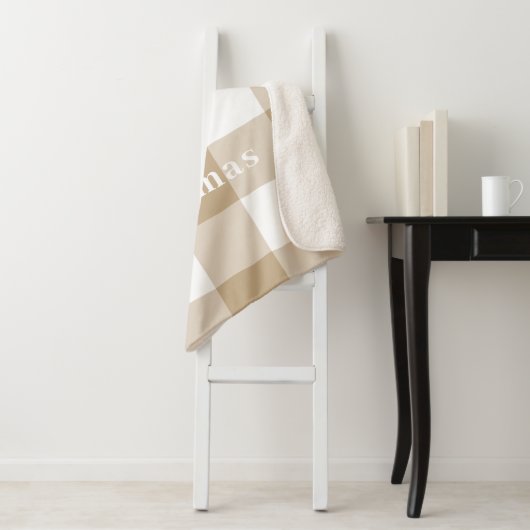 Camel Gingham Pattern Monogram Name Sherpadecke (Beispiel)