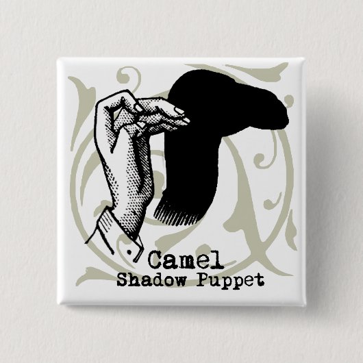 Camel Hand Puppet Shadow Games Vintag Button (Vorderseite)