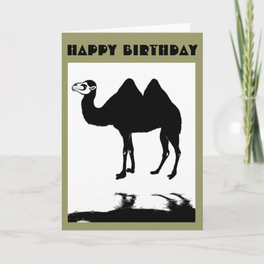 Camel in der Rain Happy Birthday Card Karte (Vorderseite)