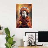 Camel in Fall Clothes Art Print, Cozy Autumn Poster (Heimbüro)