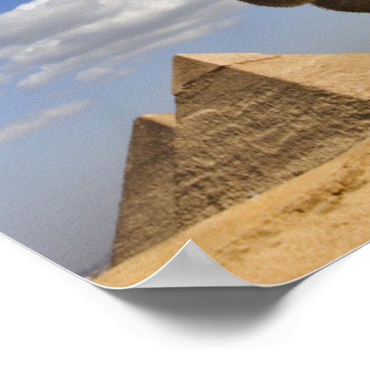 Camel in front of the pyramids of Giza, Egypt, Poster (Ecke)