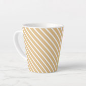 Camel khaki tan White Stripes oblisches Muster Milchtasse (Linke Ecke)